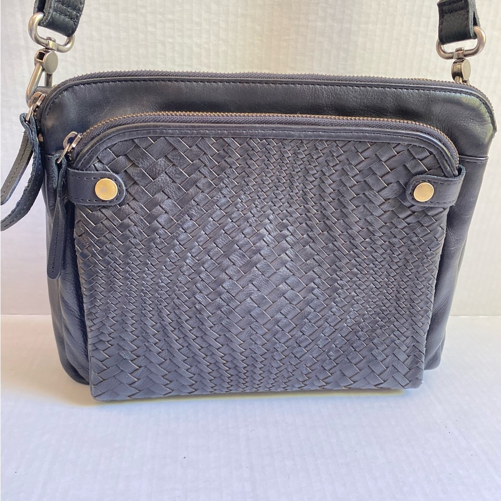 Expressionsmilo "Sheila" Multi-Pocket Cross-Body Full Grain Leather Hand Woven